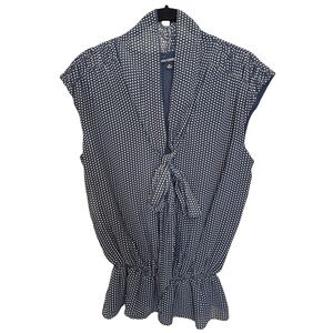 ⭐️Max Edition Navy Polka Dot Women Top Elastic Peplum Size Medium